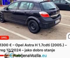 1300€ OPEL ASTRA H 1.7cdti 2005.god reg 12/2024